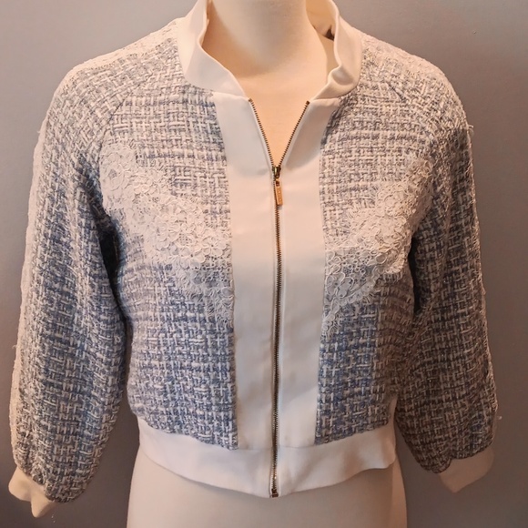 Elise powder blue Chanel like bomber - Picture 1 of 9